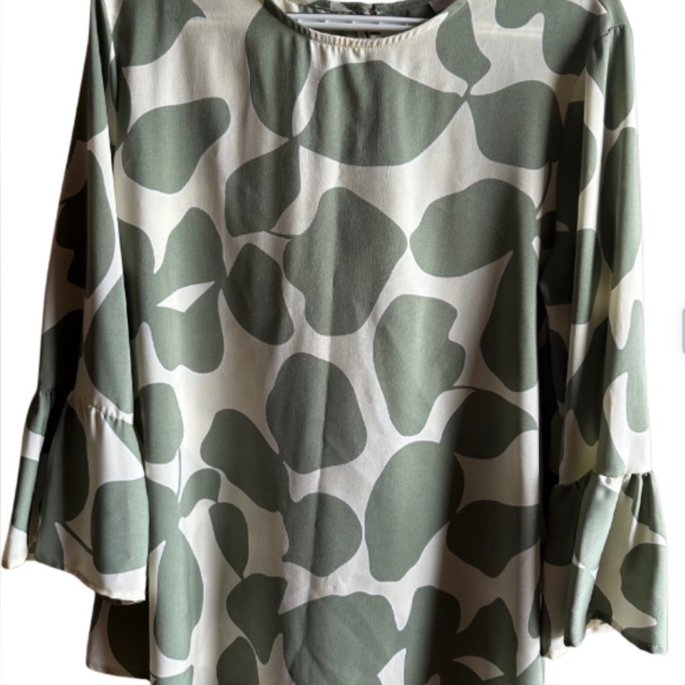 Green and White Camouflage Blouse